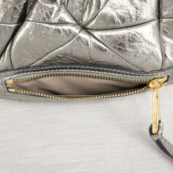 Marc Jacobs Handbag Womens Leather Metallic Silver Bag Gold Chain Kiss Lock - Picture 10 of 16